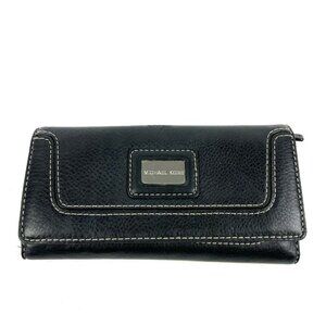 Michael Kors Brookville Carryall Wallet Black Leather Clutch Organizer